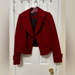 Le Château Red Wool-Blend Cropped Peacoat – Size P/S